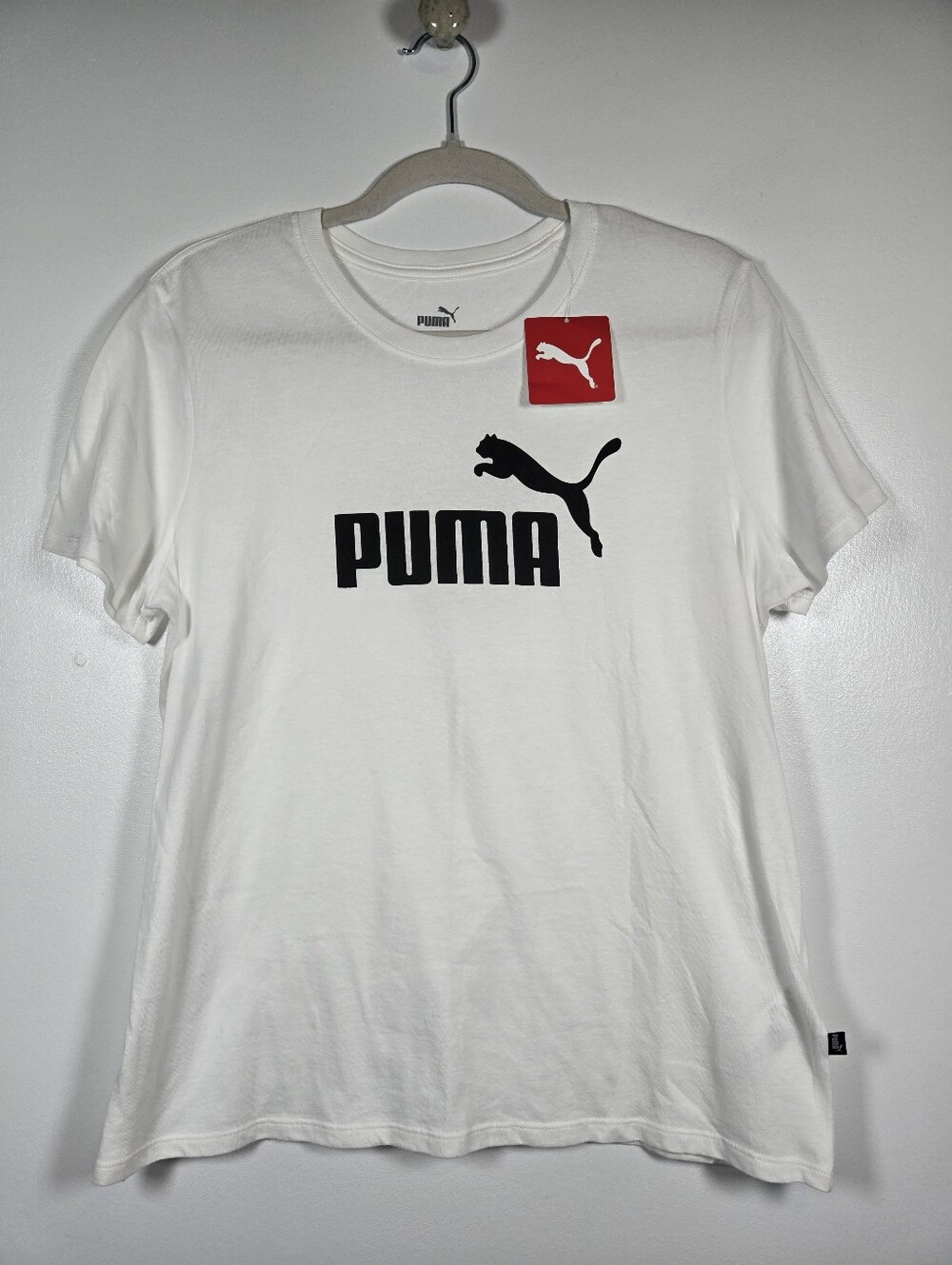 NEW PUMA Essentials Crew Neck Regular Fit Graphic Cotton T-Shirt Size Large